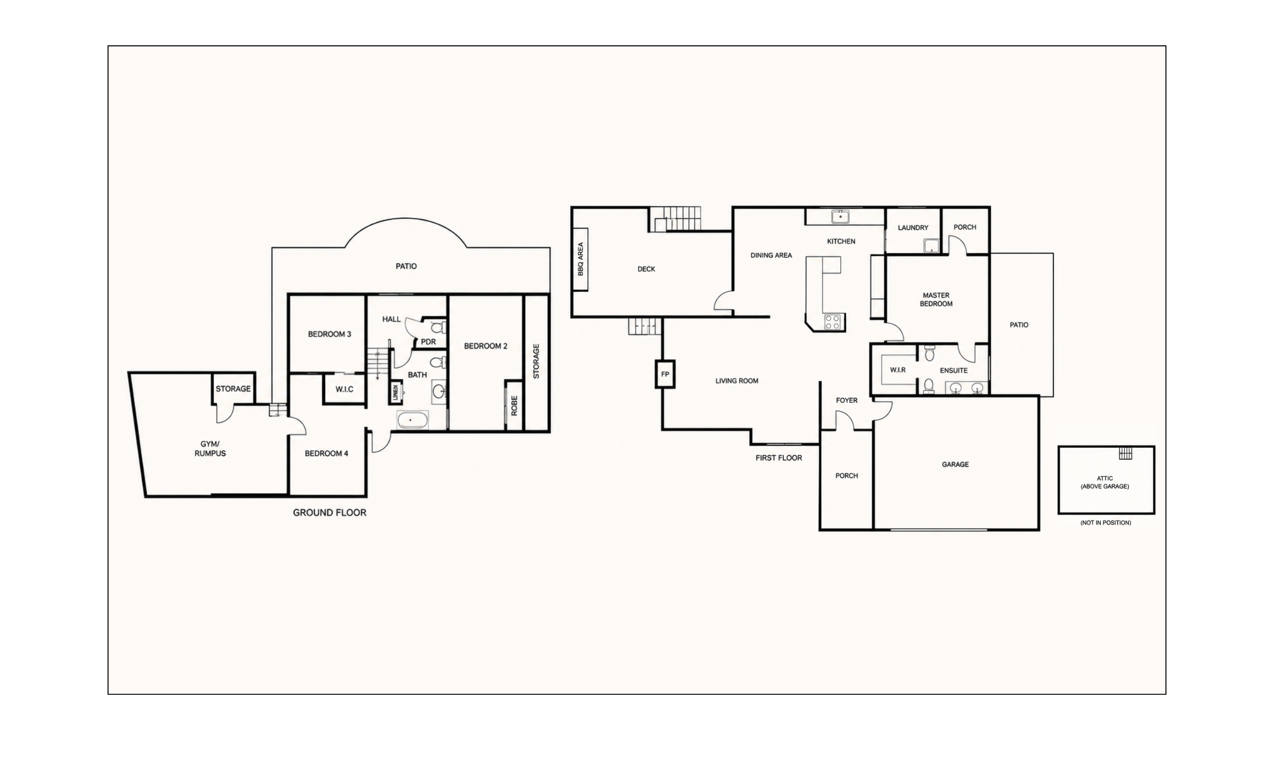 Sample 2D real estate floor plan showing ground and first floor, Bundaberg